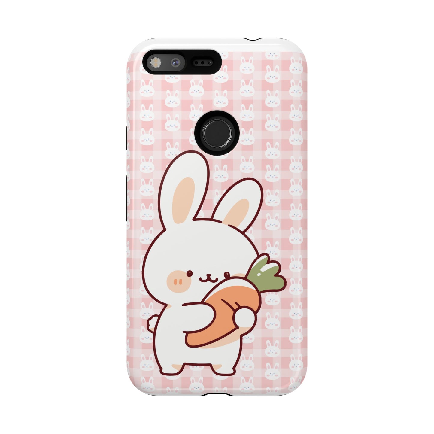 Google Pixel Cute Bunny Tough Cases, Protective Phone Cover, Rabbit Character Gift, Carrot Lover Accessories, Funny Animal Tech Gear