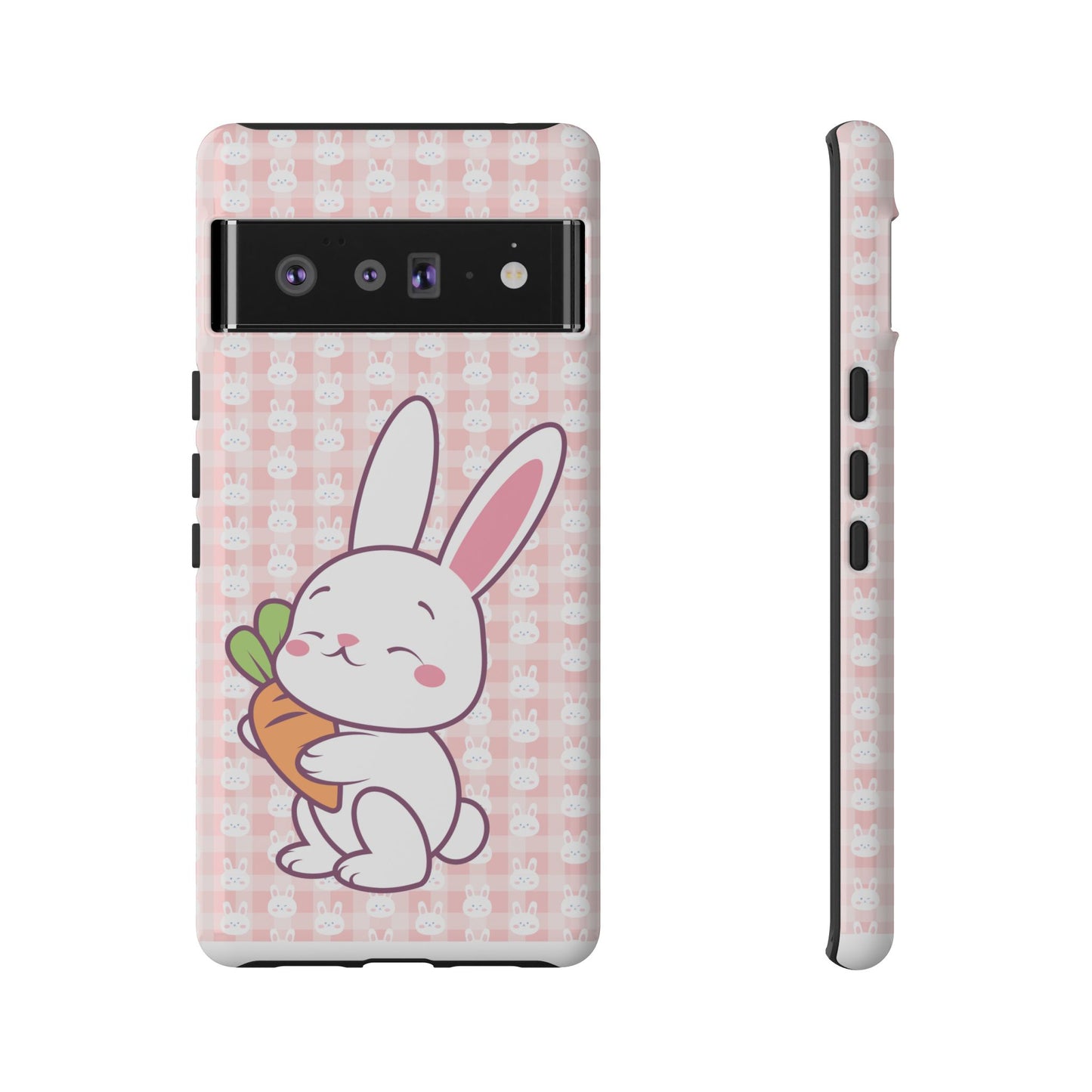 Google Pixel Phone Cases, Cute Bunny Carrot Design - Protective Cover, Easter Gift, Animal Lover Accessory, Hard Shell Protector, Easter Bunny Phone Case