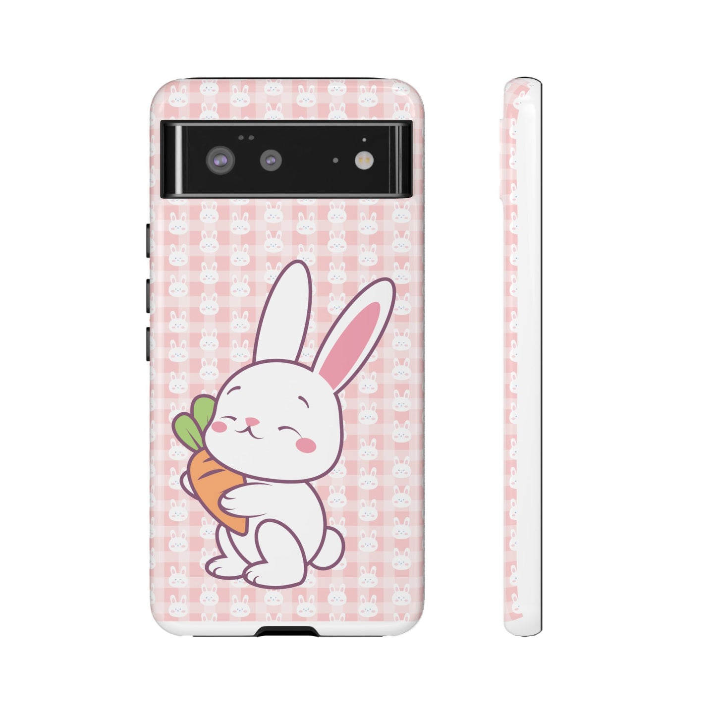 Google Pixel Phone Cases, Cute Bunny Carrot Design - Protective Cover, Easter Gift, Animal Lover Accessory, Hard Shell Protector, Easter Bunny Phone Case