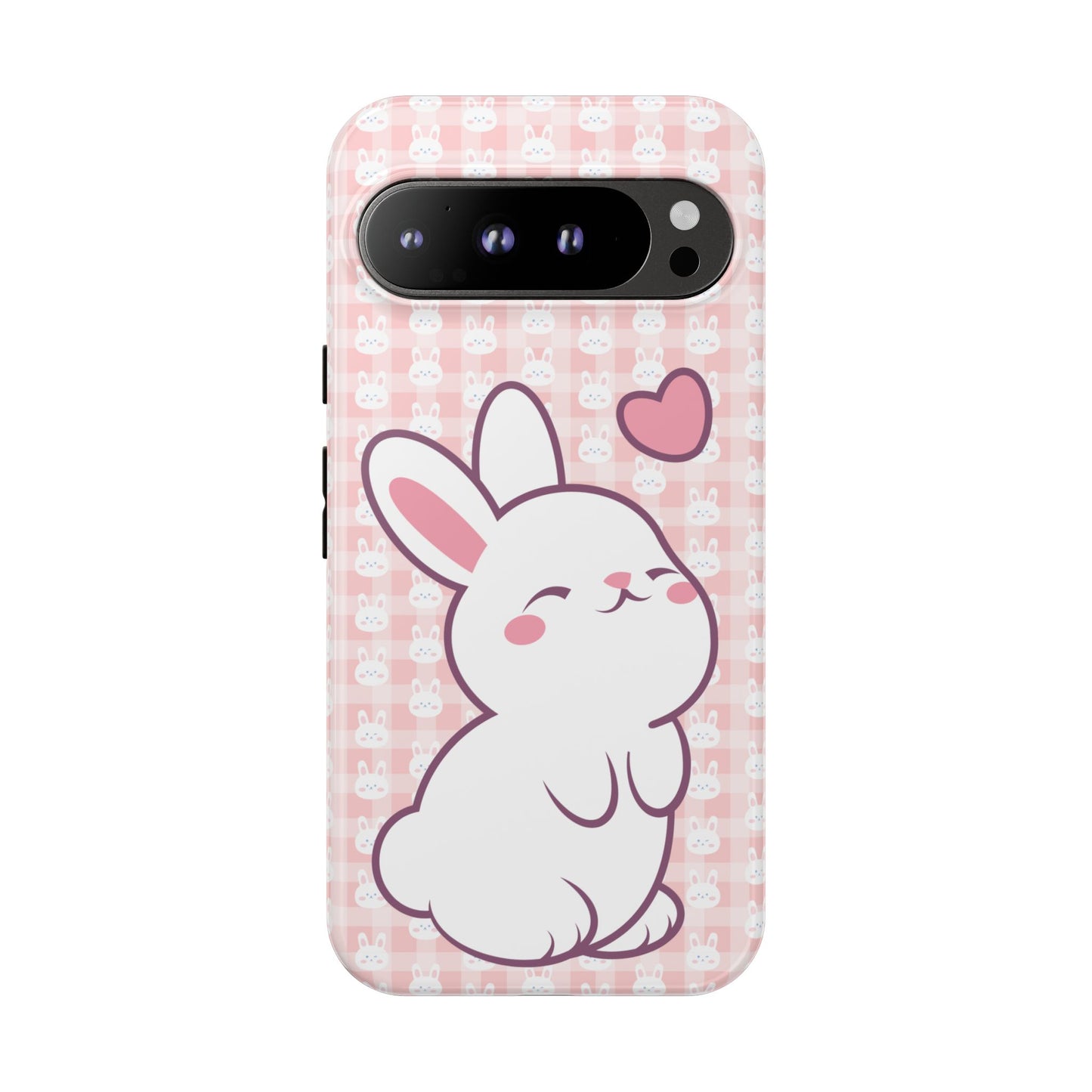 Google Pixel Phone Case, Cute Lovely Bunny Kawaii Tough Cases, Rabbit Animal Lover Gift, Protective Cover, Adorable Pink Design, Easter Accessory, Hard